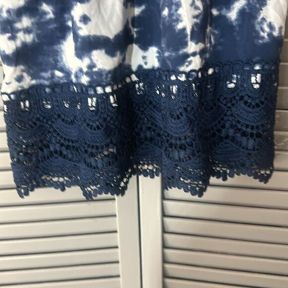 No Boundaries Top Women med. Blue Off the Shoulder Ruffle Lace Adjustable Strap - Picture 7 of 10